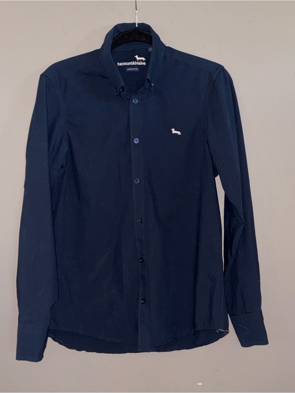 Harmont & Blaine Men's Navy Button-Down Shirt size Small